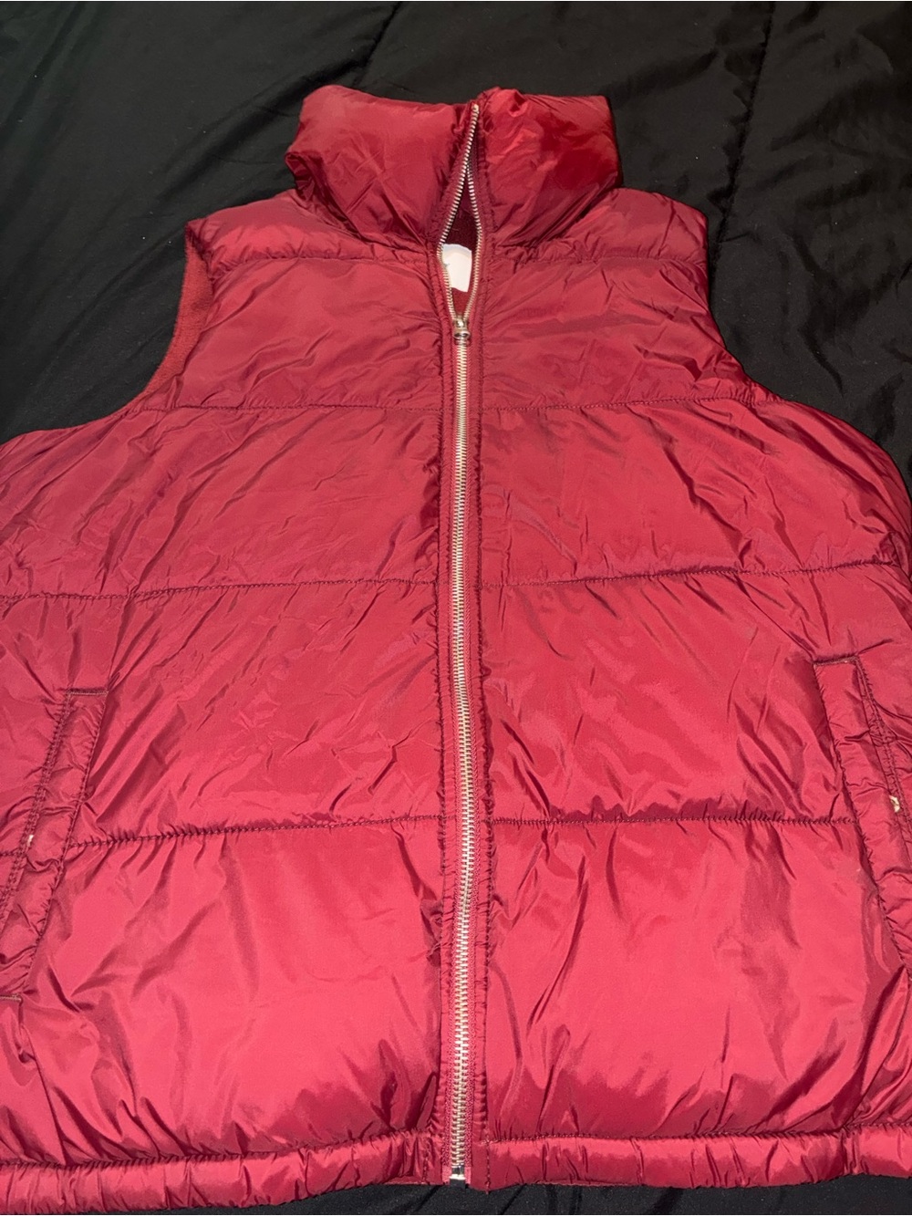 Women’s Red Puffer Vest Jacket - Lightweight Insulated Sleeveless Coat